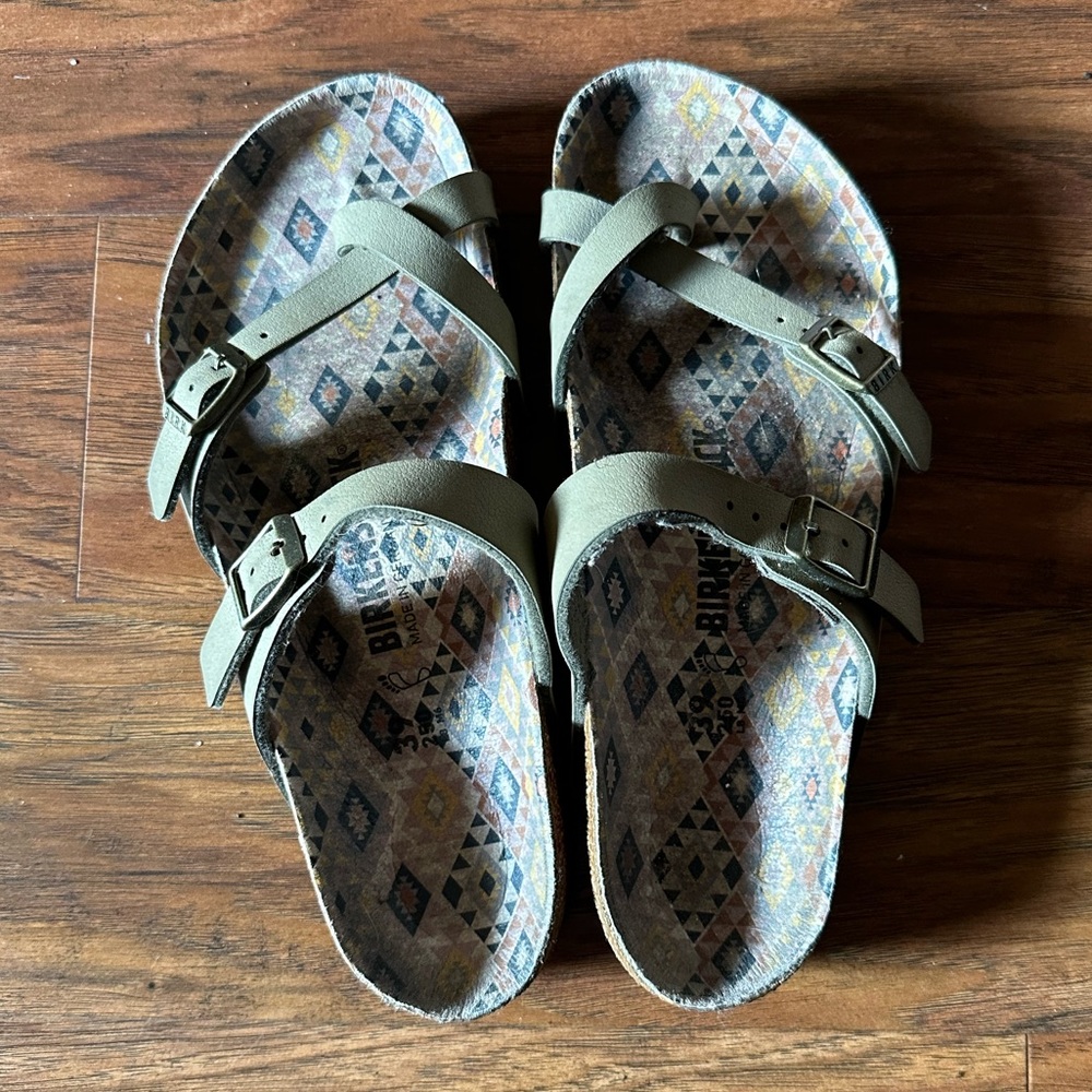 Birkenstock Mayari Vegan Ethno Sandal Khaki Birkibuc Ladies Sz 8 Men 6